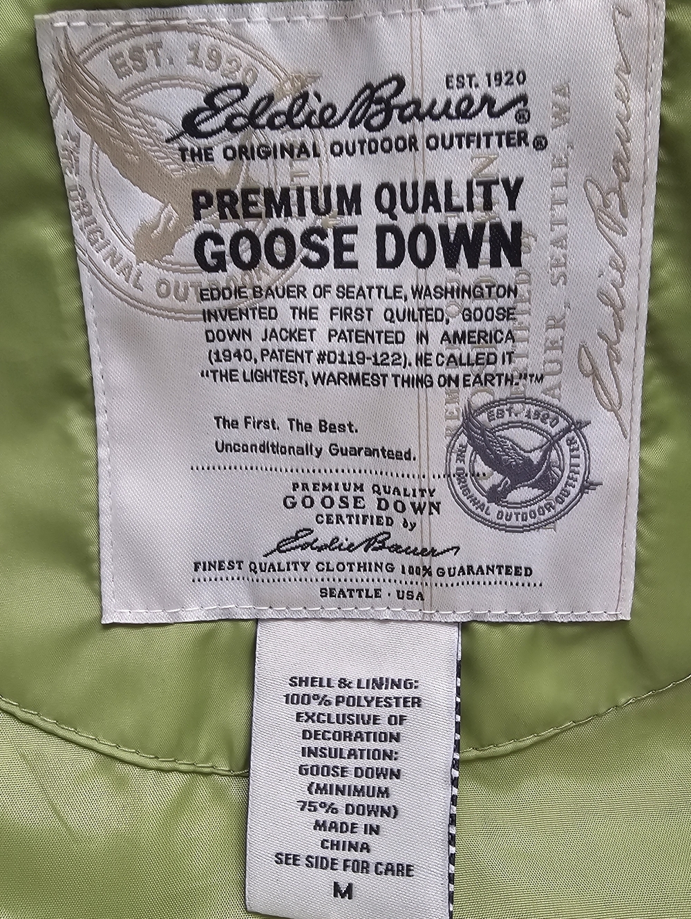 Eddie Bauer Goose Down Puffer Vest Womens M Gorpcore Outdoor Lightweight Green - Picture 5 of 10